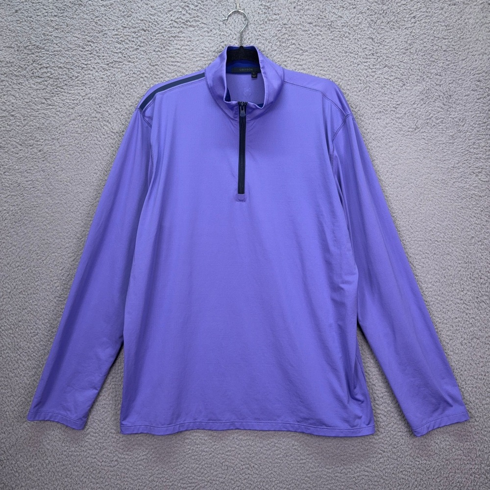 Greyson Pullover Mens L Purple 1/4 Zip Long Sleeve Golf Active Shirt Peformance